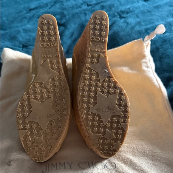 Jimmy Choo Yellow Cork Wedges - Picture 2 of 3
